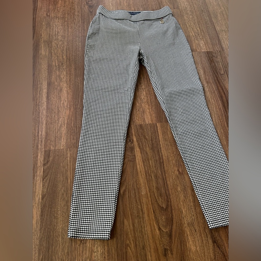 TOMMY HILFIGER Gingham Pants Black Skinny Office Teacher Preppy Old Money Size 6 - Picture 4 of 12